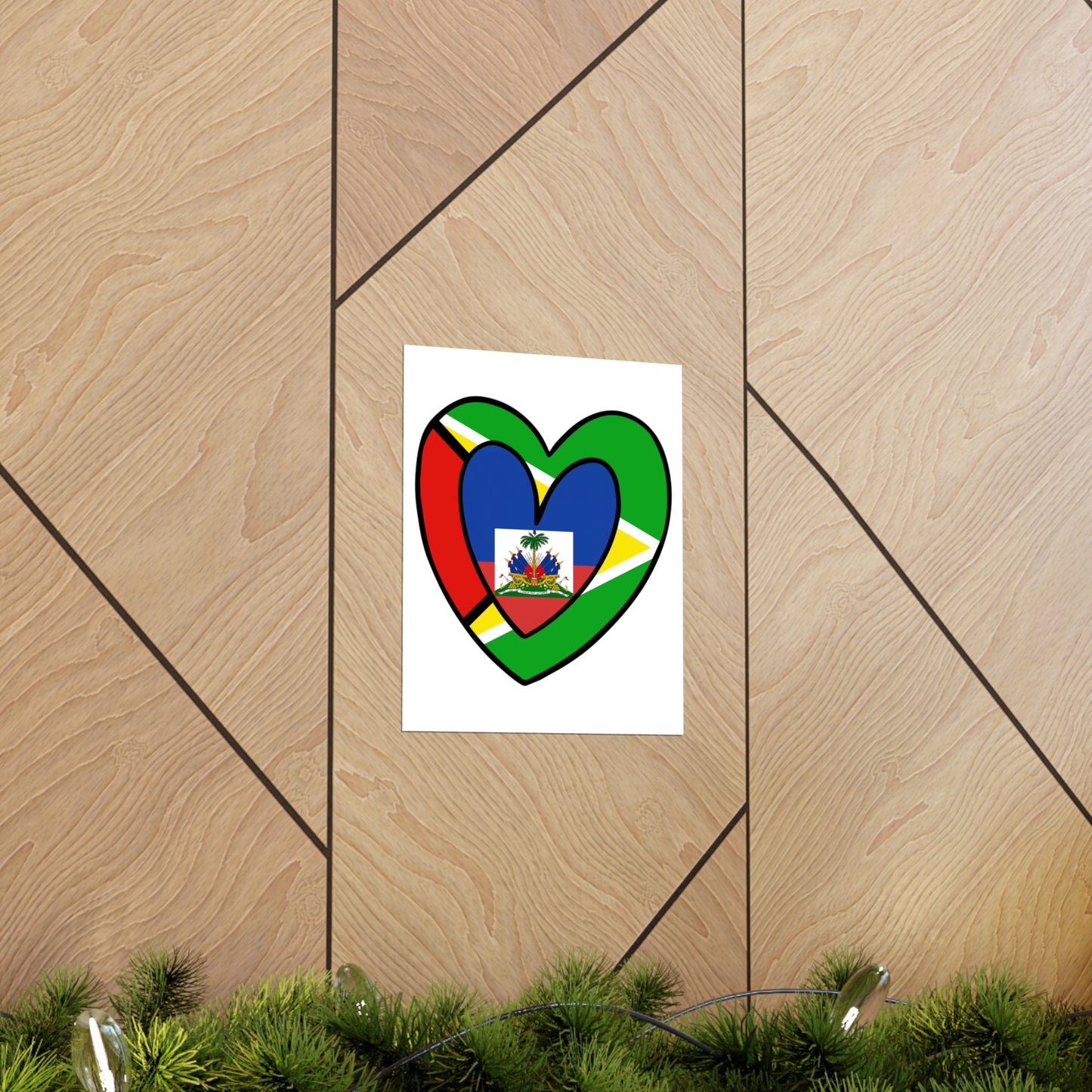 Guyanese Haitian Flag Inner Heart Guyana Haiti  Premium Matte Poster