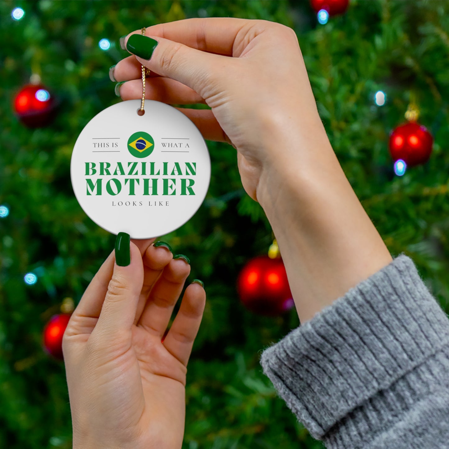 Brazilian Mother Looks Like Brazil Mom Ceramic Ornament | Christmas Tree Ornaments