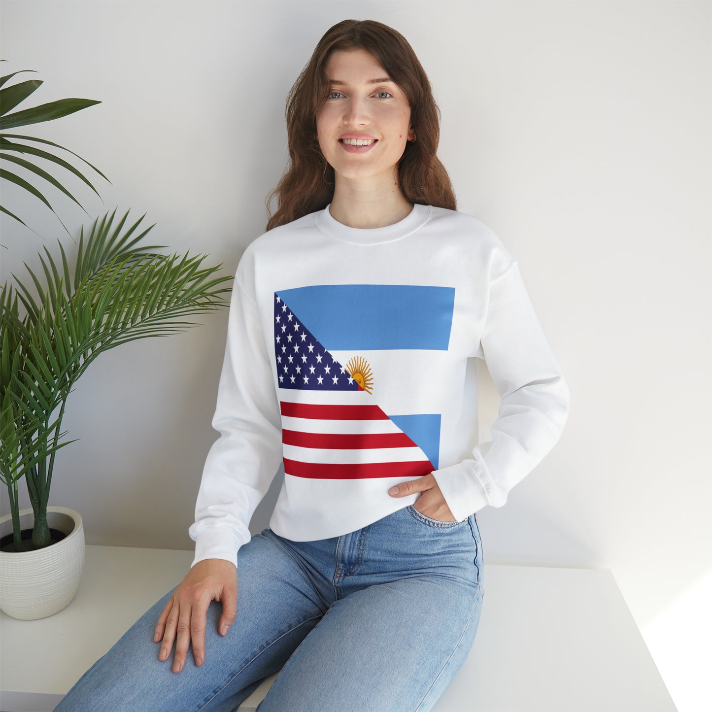 Argentina American Flag Argentinian USA Half Unisex Sweatshirt