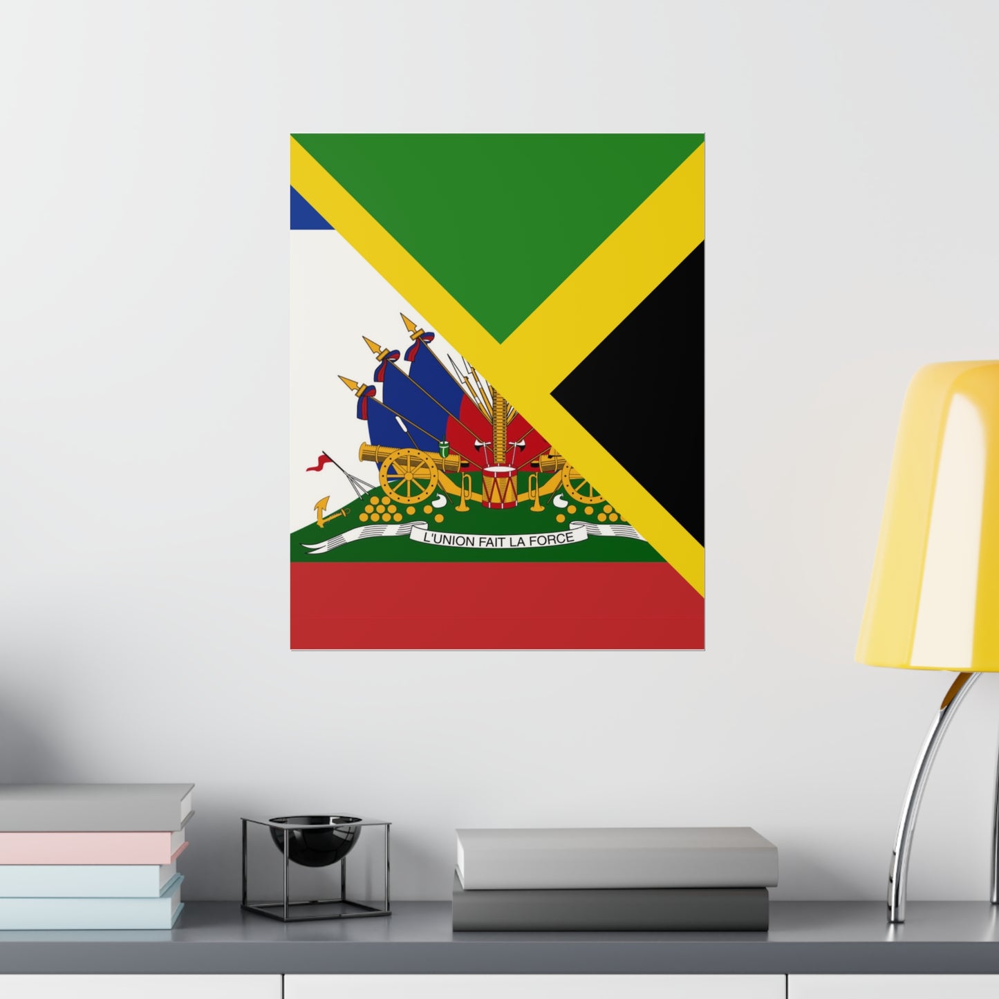 Haitian Jamaican Flag | Half Jamaica Haiti Premium Matte Poster