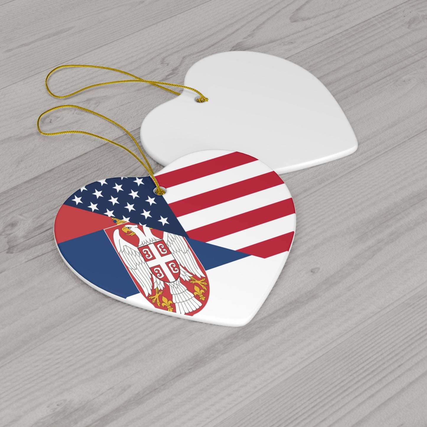 Serbian American Flag Half Serbia USA Ceramic Ornament | Christmas Tree Ornaments