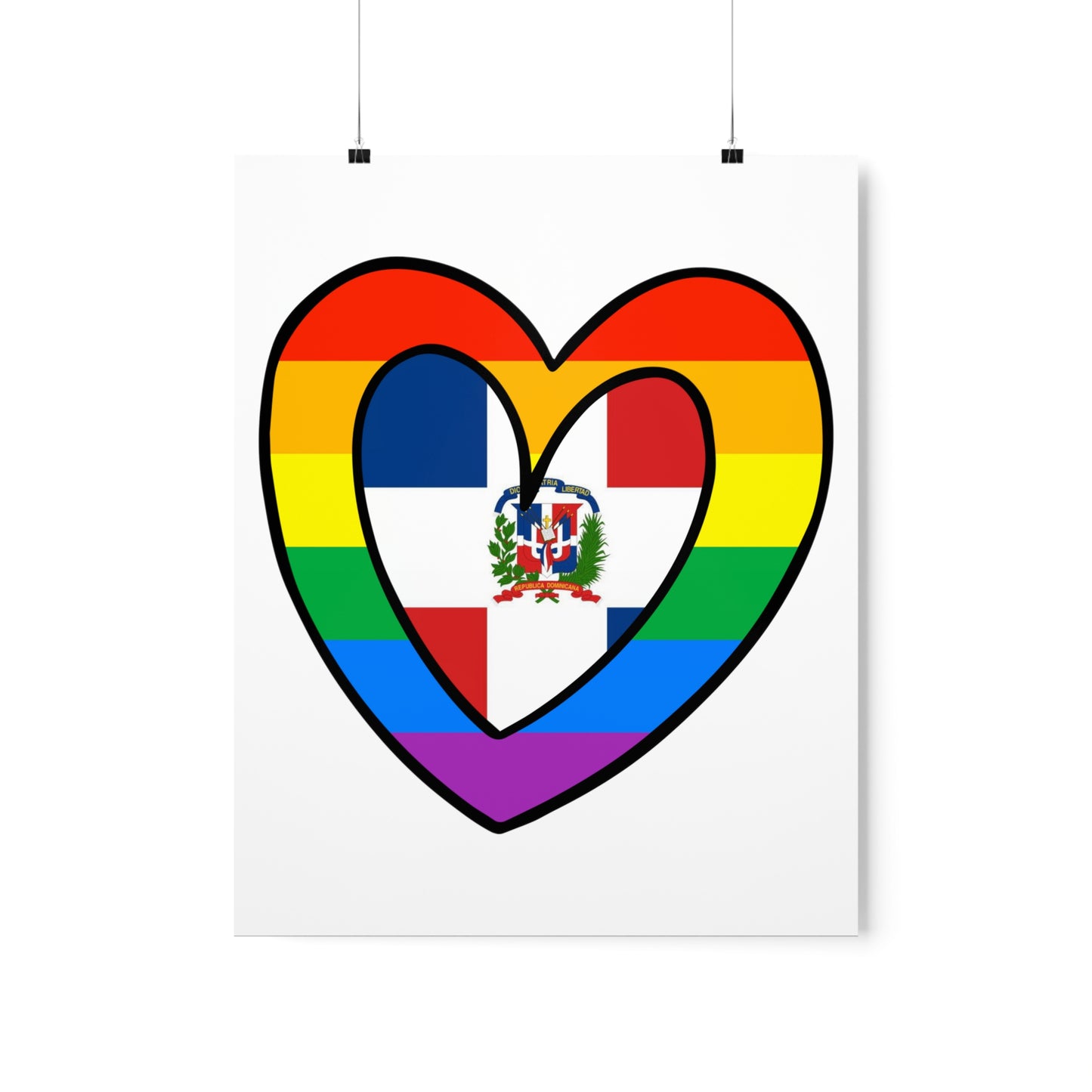 Dominican Rainbow Flag Heart DR Pride Month Premium Matte Poster