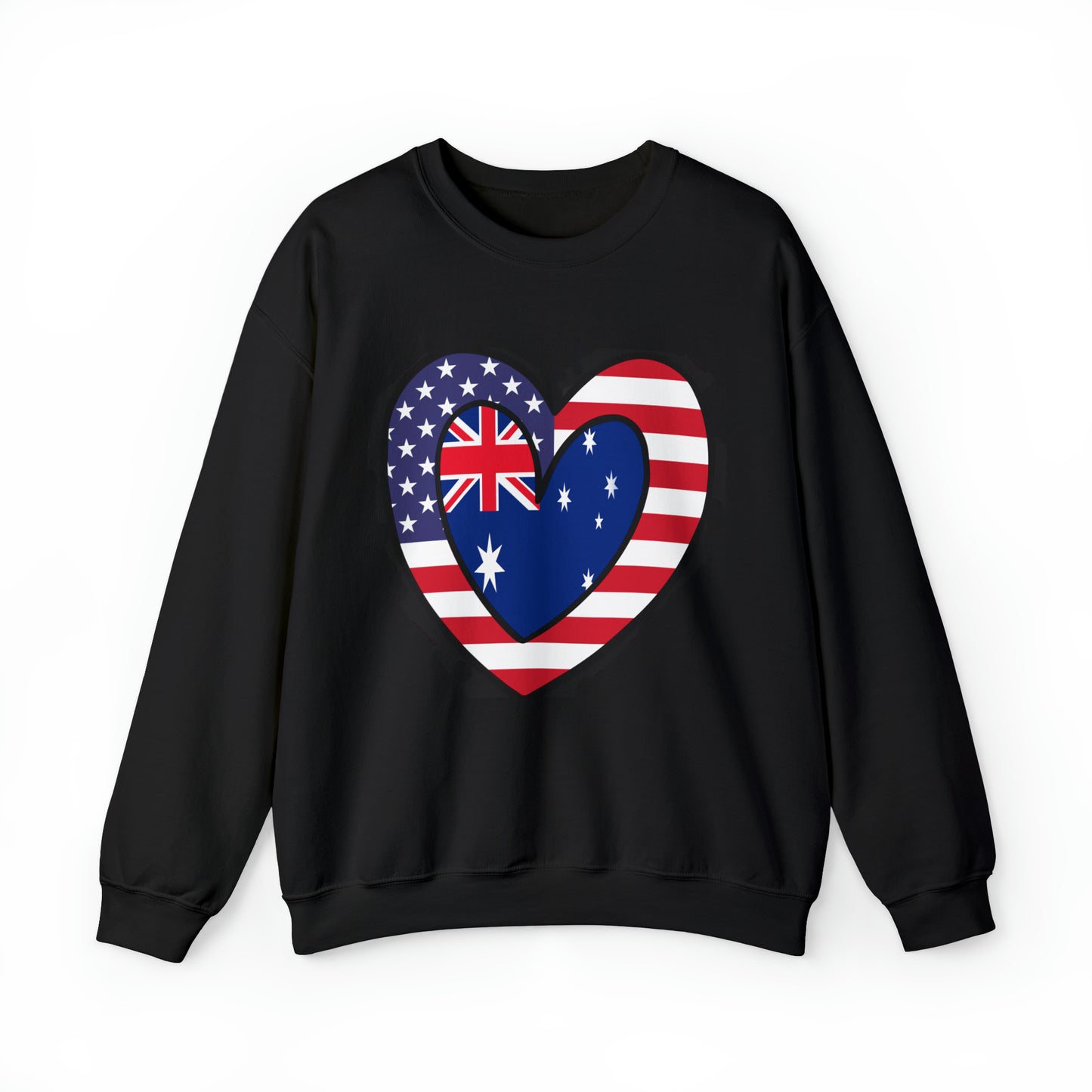 Australian American Heart Valentines Day Gift Half Australia USA Flag Unisex Sweatshirt