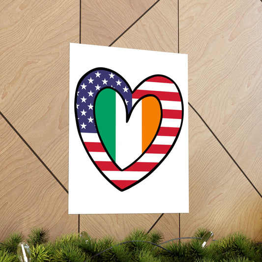 American Irish Flag Inner Heart USA Ireland Premium Matte Poster