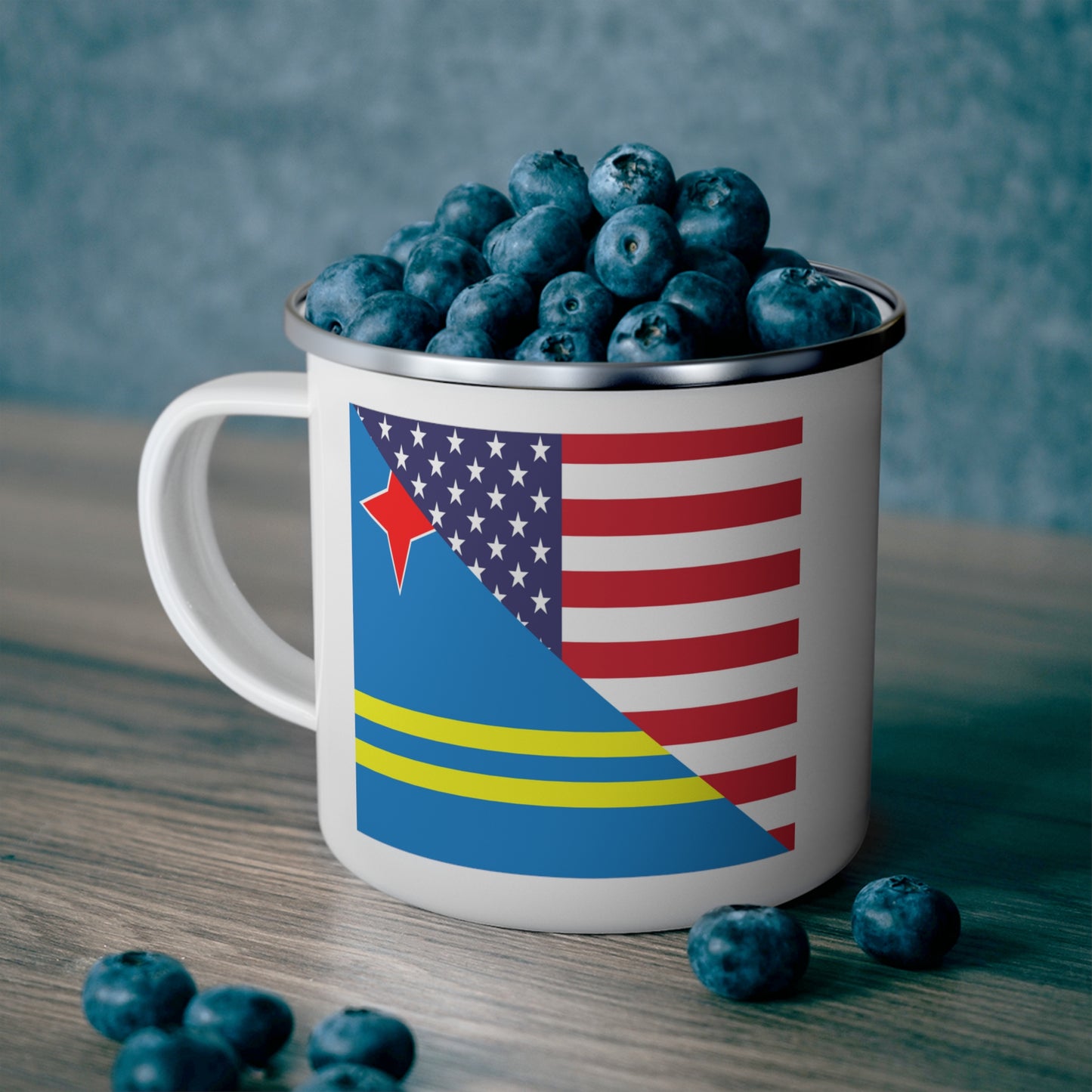 Aruba American Flag Aruban USA 12oz Enamel Mug