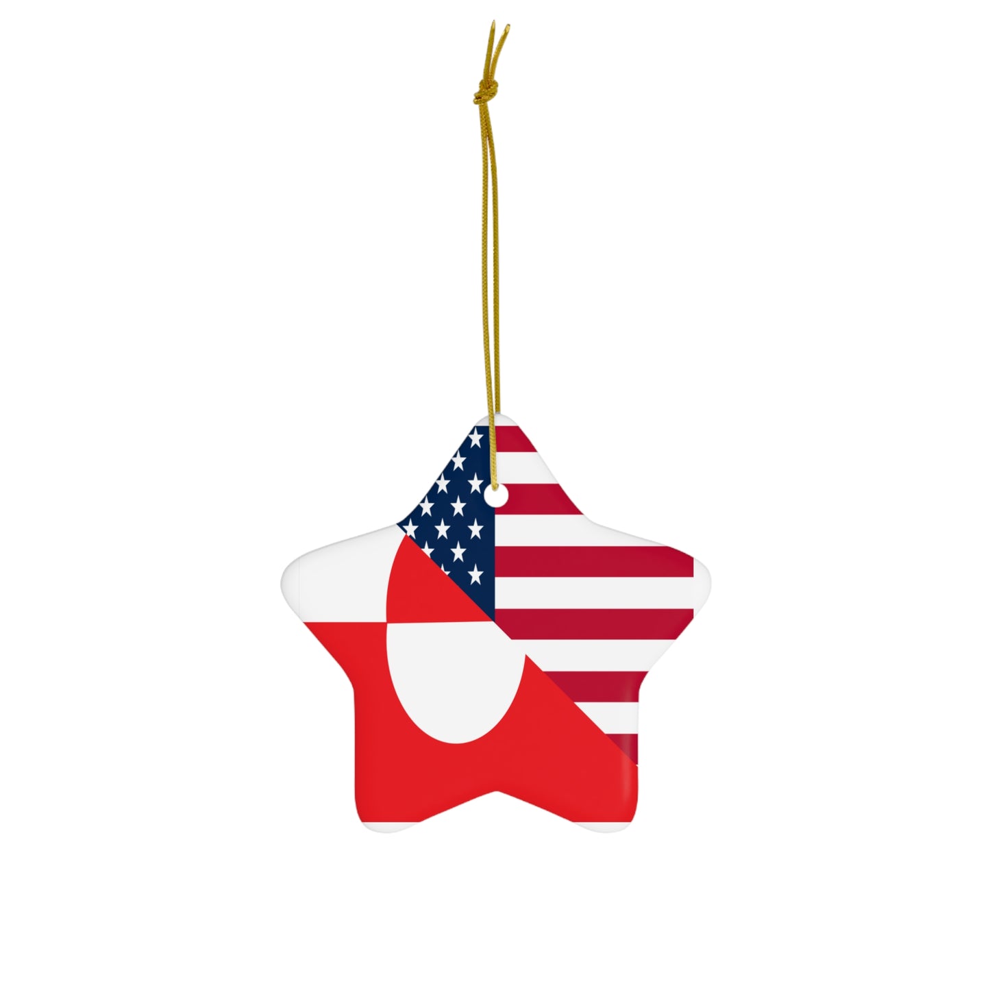 Greenland American Flag Half Greenlander USA Ceramic Ornament | Christmas Tree Ornaments