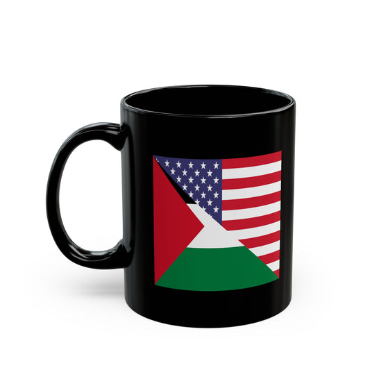 Palestine USA Flag Palestinian American Black Mug (11oz, 15oz)