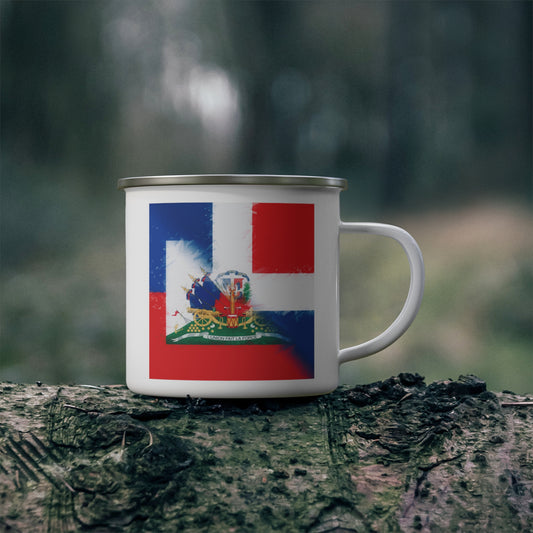 Haiti Dominican Republic Flag | Hispaniola DR Half Haitian Dominican Flag 12oz Enamel Mug