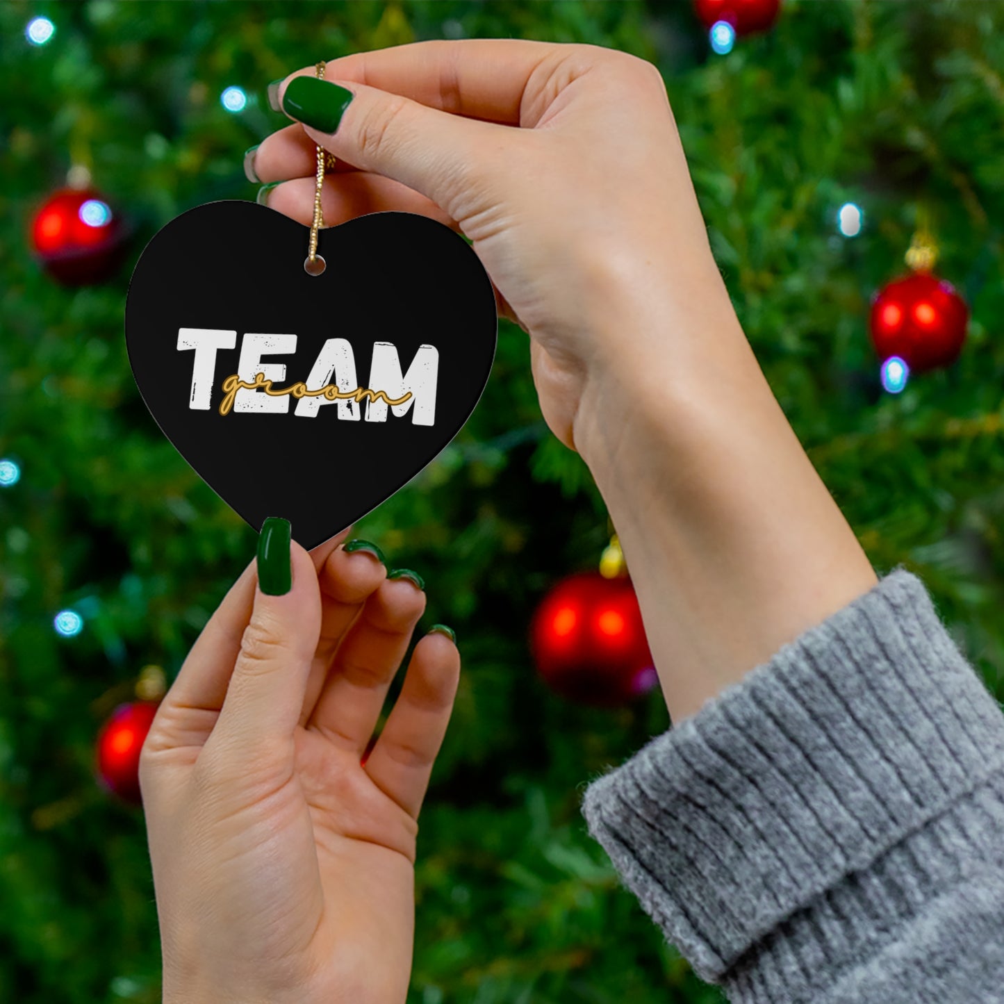 Team Groom Squad Bridal Shower Bachelor Wedding Gift Ceramic Ornament | Christmas Tree Ornaments