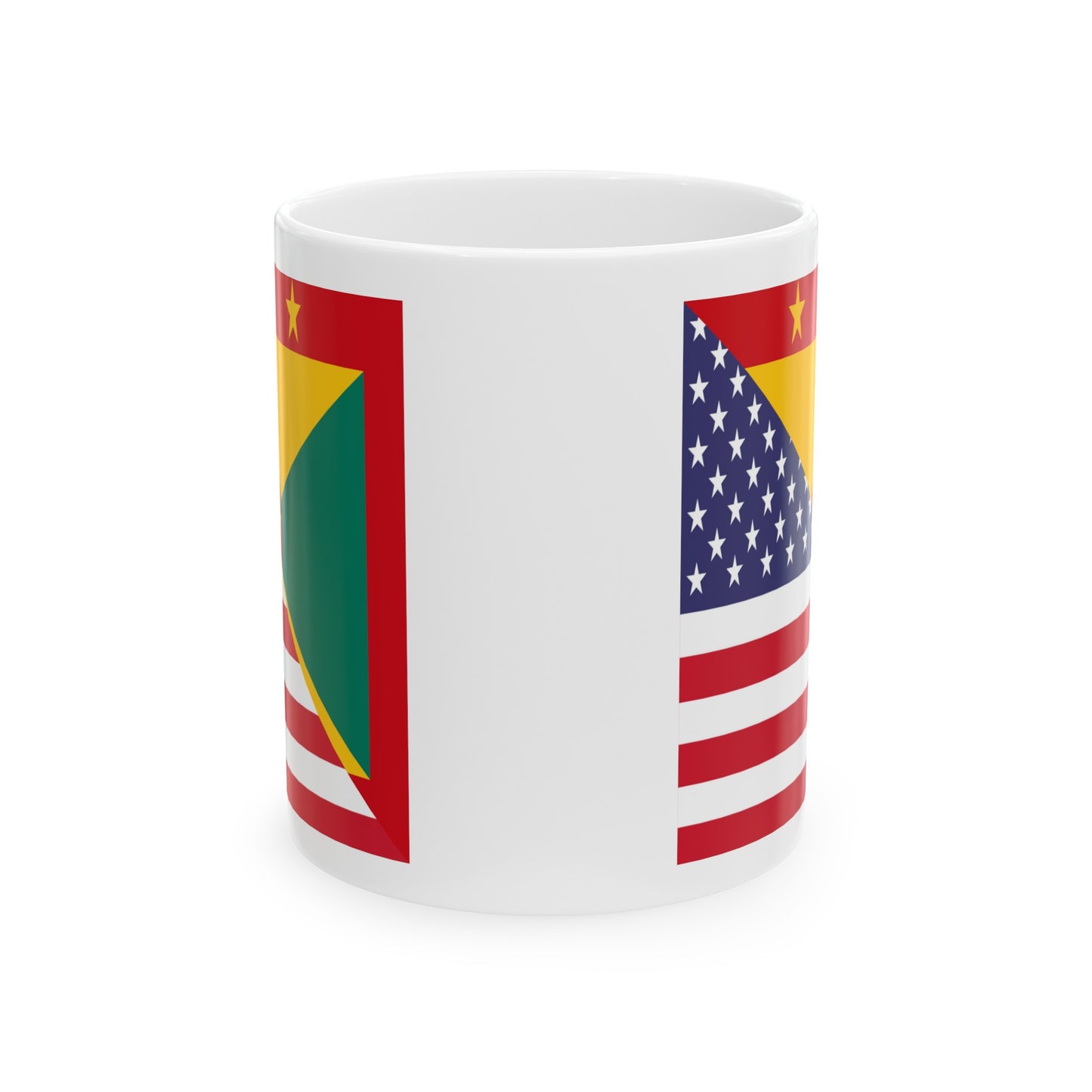 Grenadan American Flag Half Grenada USA Ceramic Mug 11oz, 15oz Cup