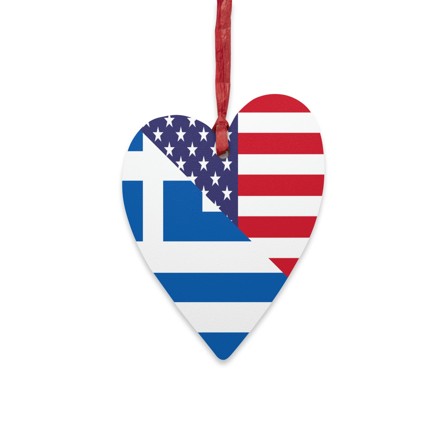 Greek American Flag Half Greece USA Wooden Ornament