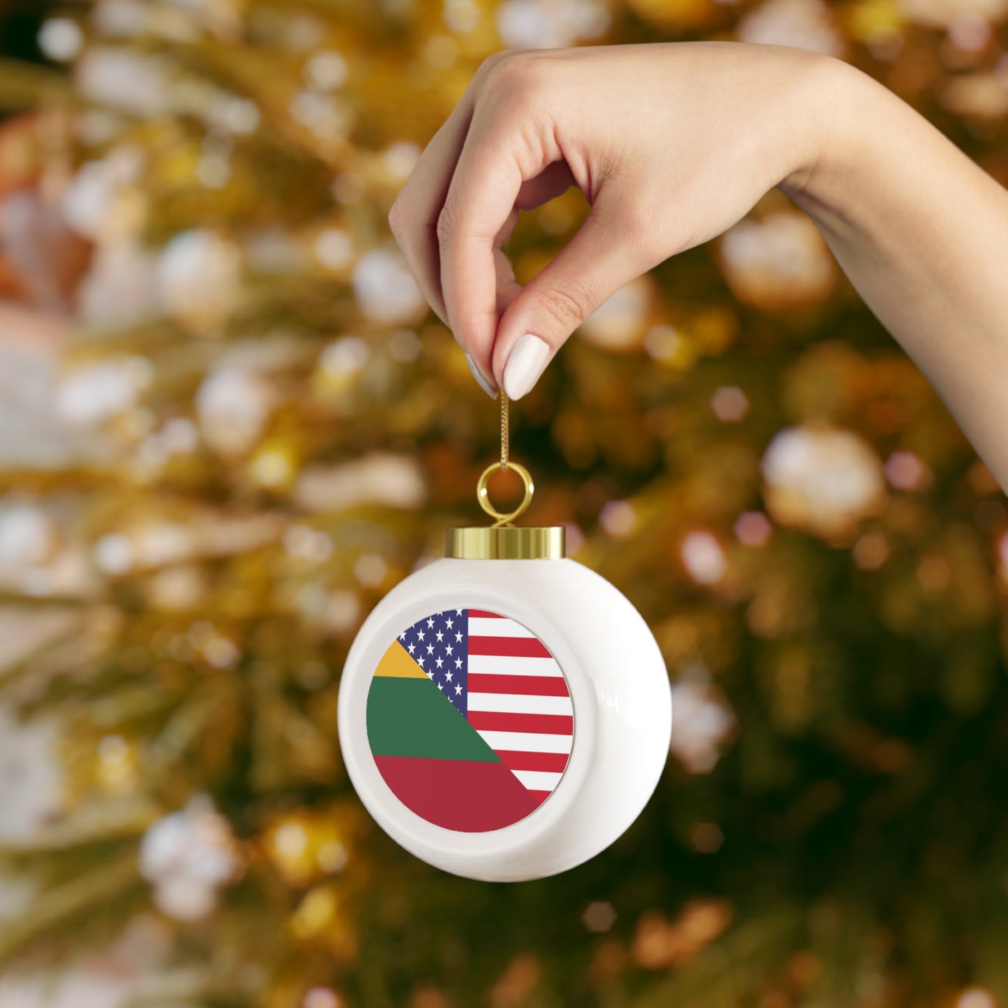 Lithuanian American Flag Lithuania USA Christmas Tree Ball Ornament