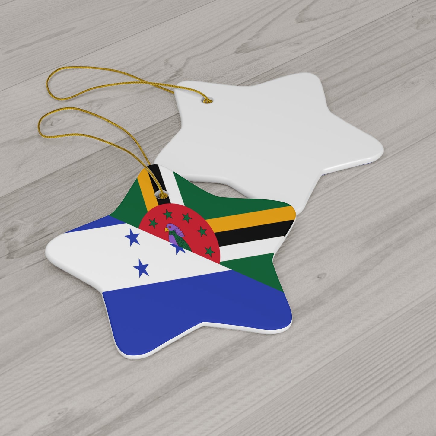 Dominica Honduras Half Honduran Dominican Flag Ceramic Ornament | Christmas Tree Ornaments