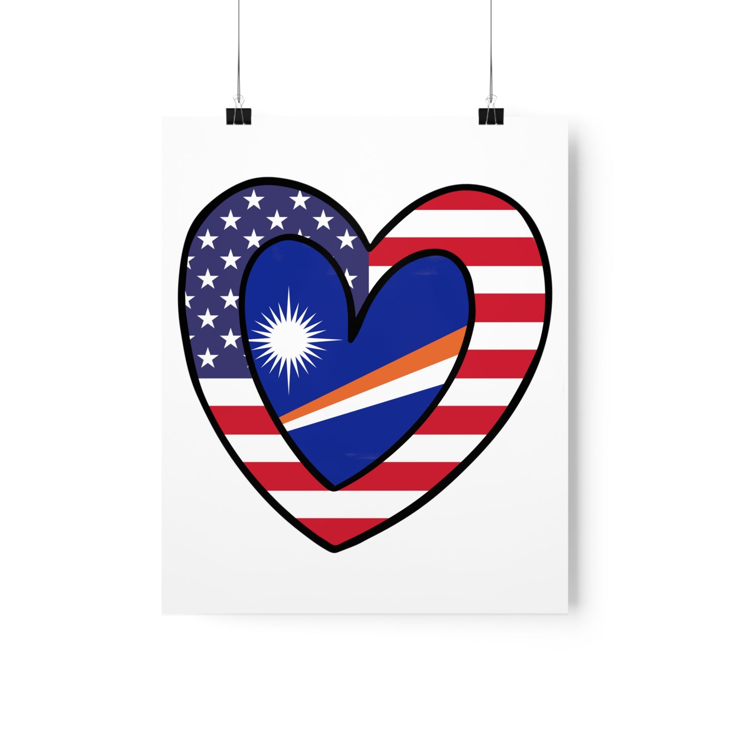 Marshal Islands American Heart Valentines Day Wedding Gift Half Flag Premium Matte Poster