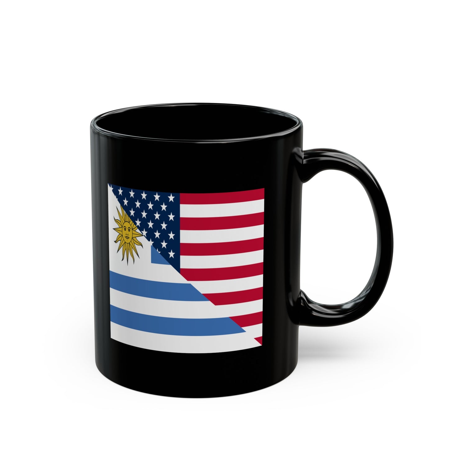 Uruguay American Flag Half Uruguayan USA Black Mug (11oz, 15oz)