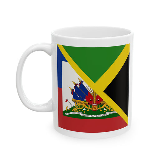 Haitian Jamaican Flag | Half Jamaica Haiti Ceramic Mug 11oz, 15oz Cup