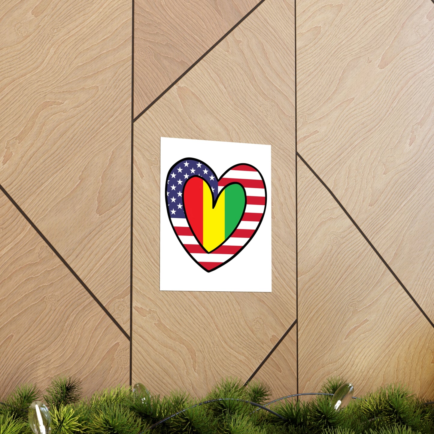 Guinean American Heart Valentines Day Wedding Gift Half Guinea USA Flag Premium Matte Poster