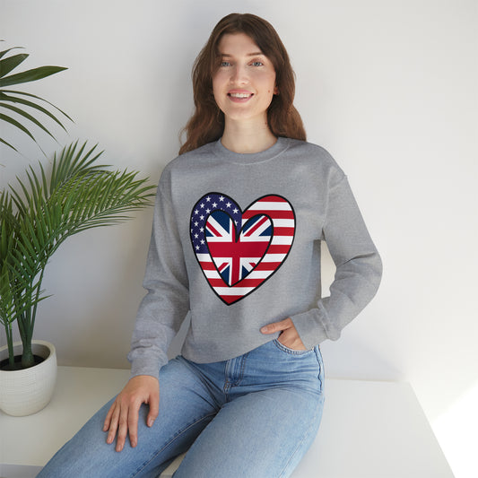 American UK Flag Inner Heart USA United Kingdom Unisex Sweatshirt