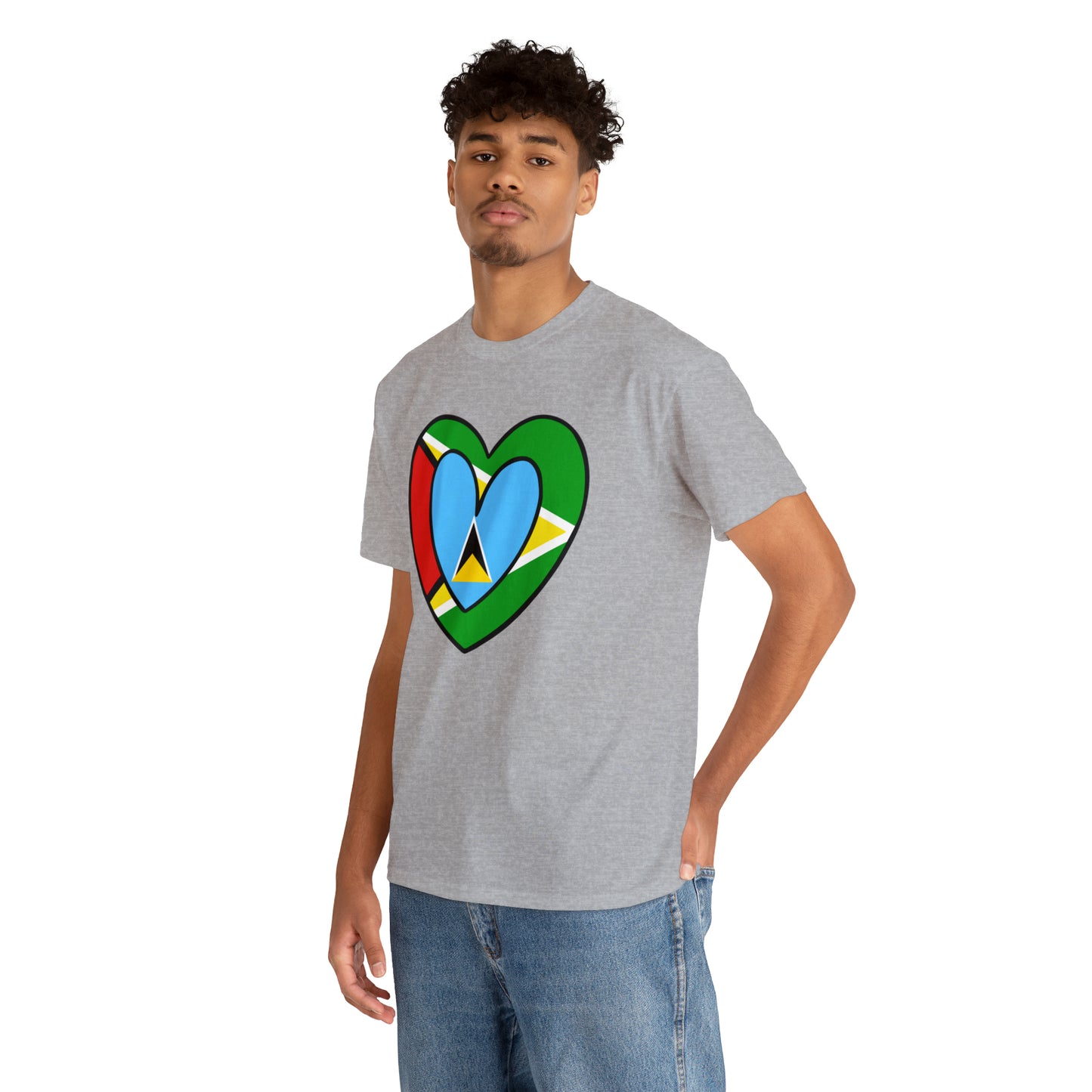 St Lucian Guyanese Heart Flag Guyana T-Shirt | Unisex Tee Shirt