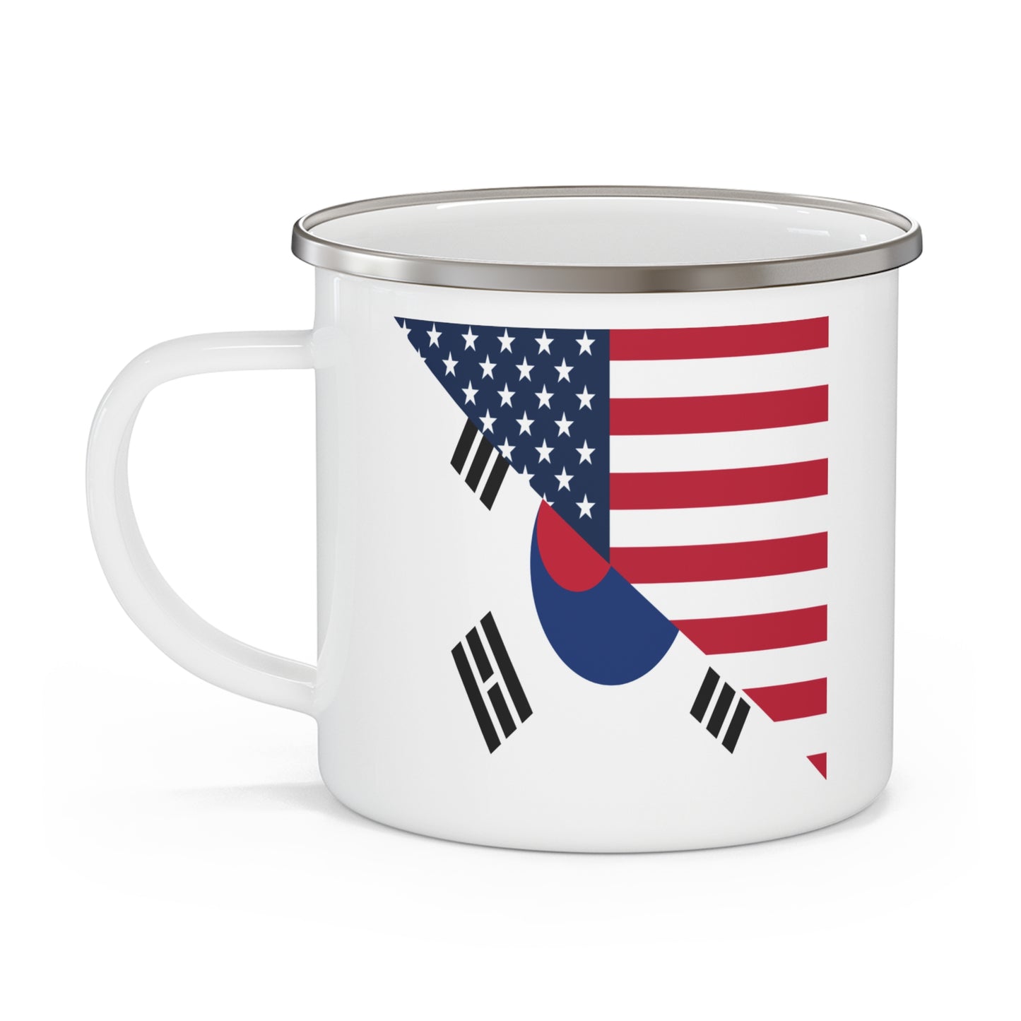 South Korean American Flag Half South Korea USA 12oz Enamel Mug