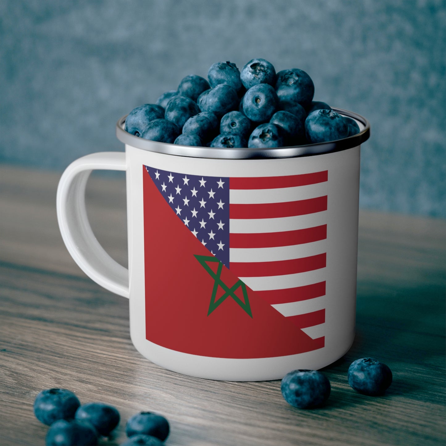 Moroccan American Flag Morocco USA 12oz Enamel Mug