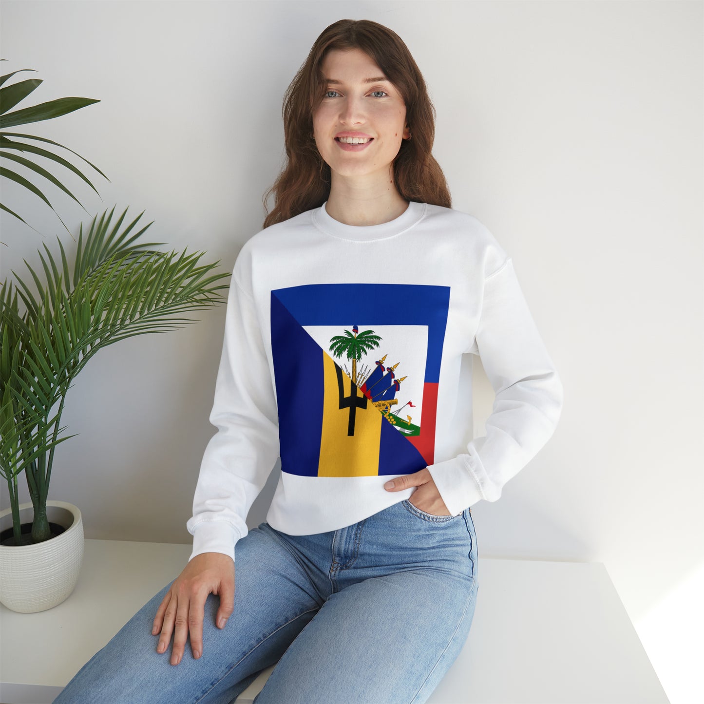 Haitian Bajan Flag Half Haiti Barbados Unisex Sweatshirt