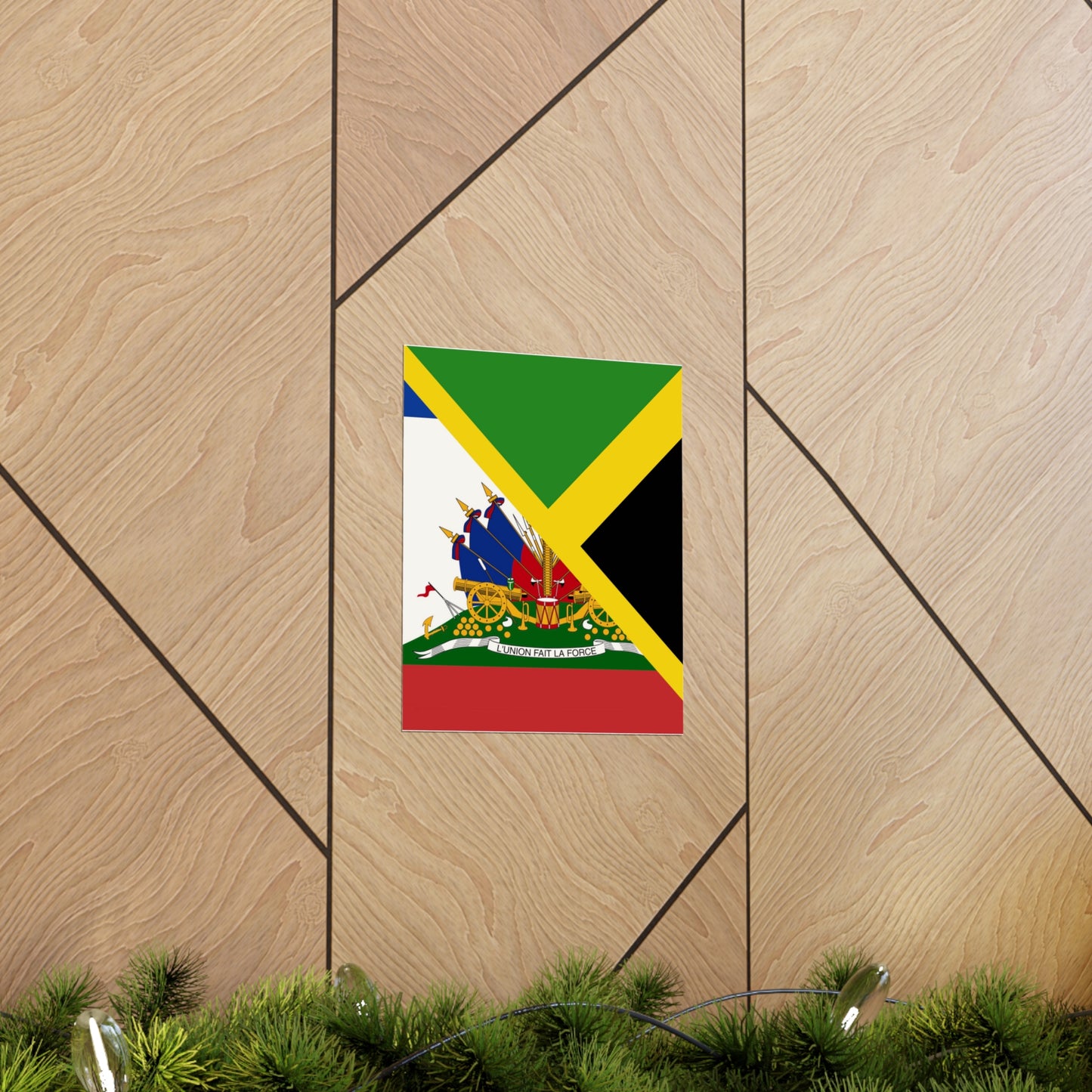 Haitian Jamaican Flag | Half Jamaica Haiti Premium Matte Poster