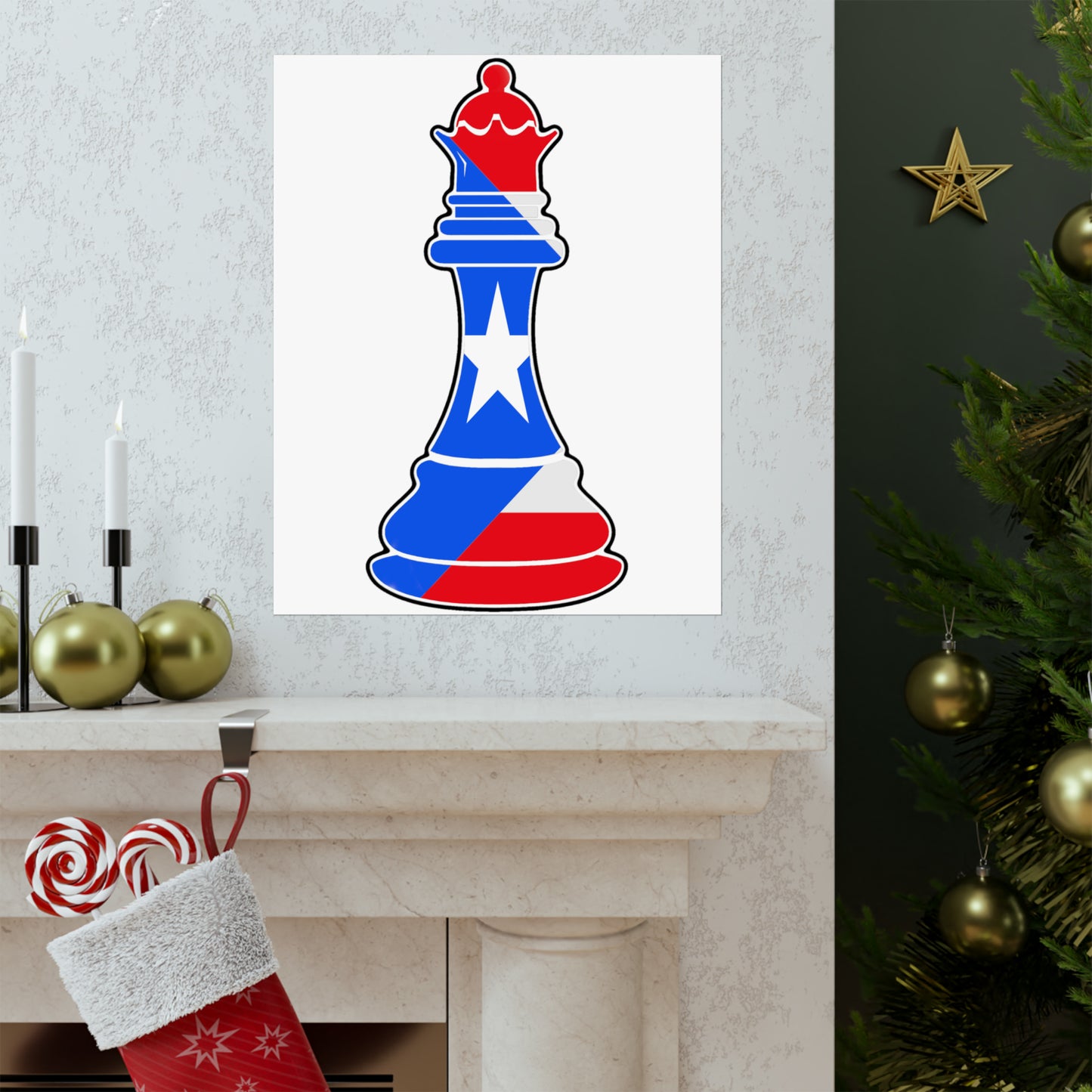 Puerto Rican Queen Flag Chess Piece Boricua Premium Matte Poster