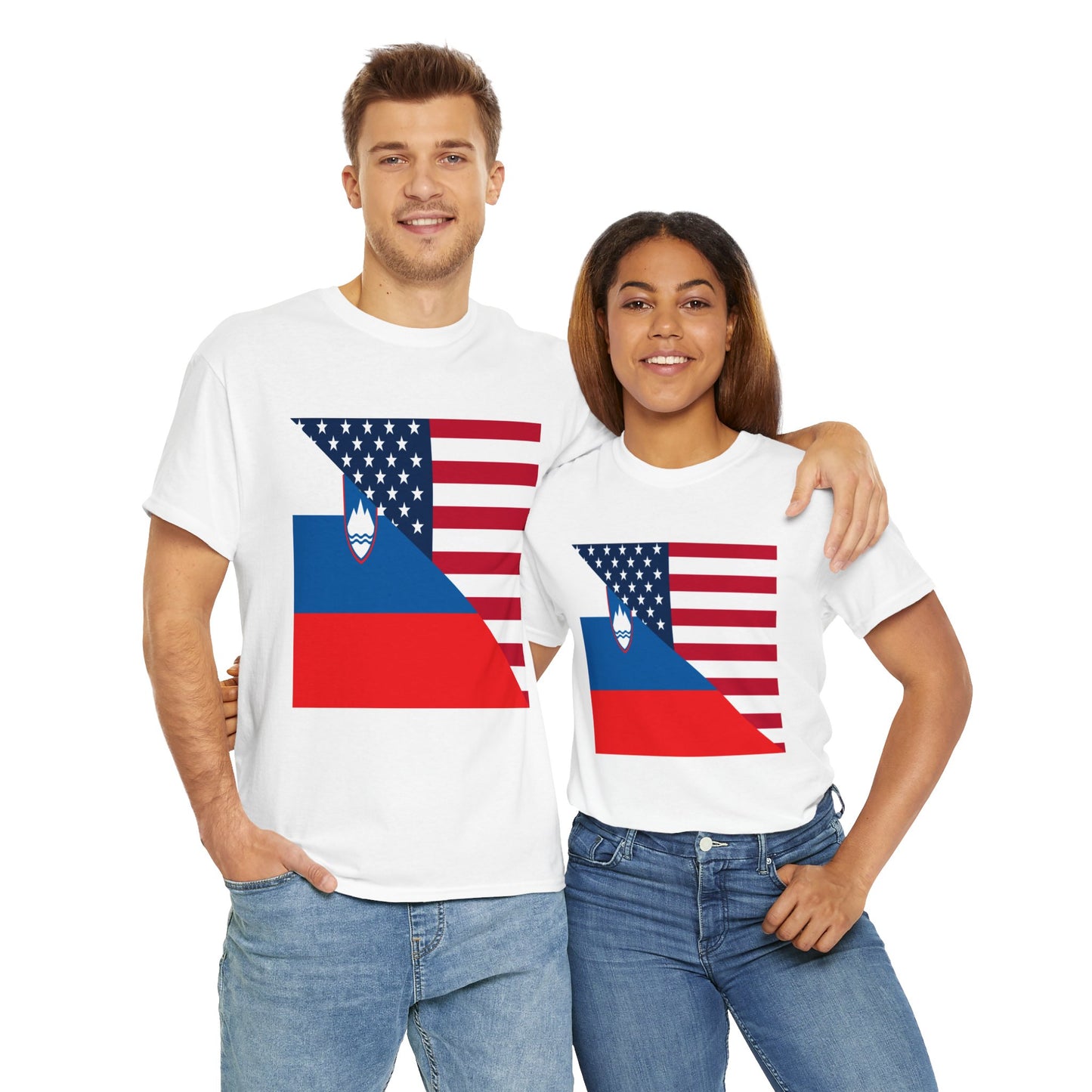 Slovenia American Flag Half Slovenian USA T-Shirt | Unisex Tee Shirt