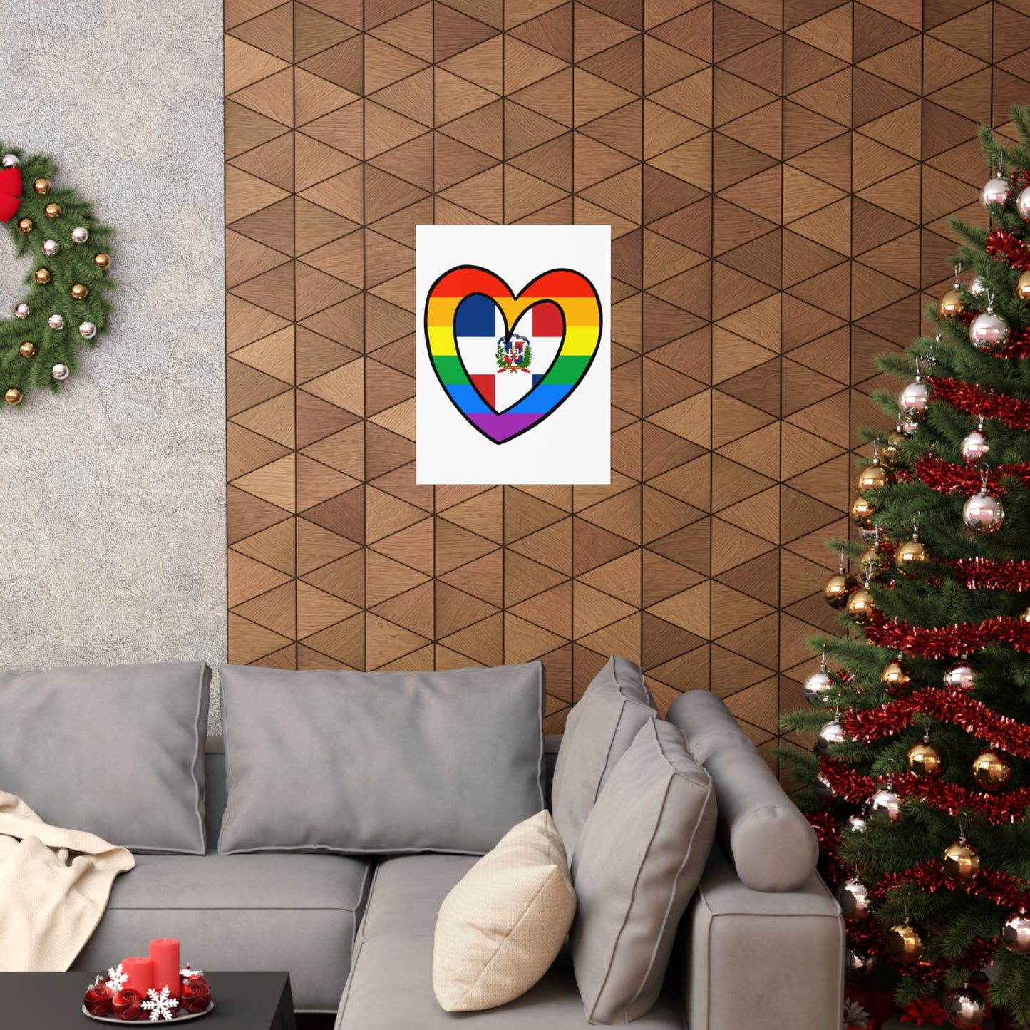 Dominican Rainbow Flag Heart DR Pride Month Premium Matte Poster