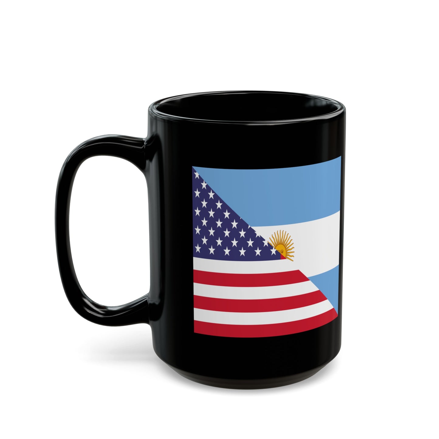 Argentina American Flag Argentinian USA Half Black Mug (11oz, 15oz)