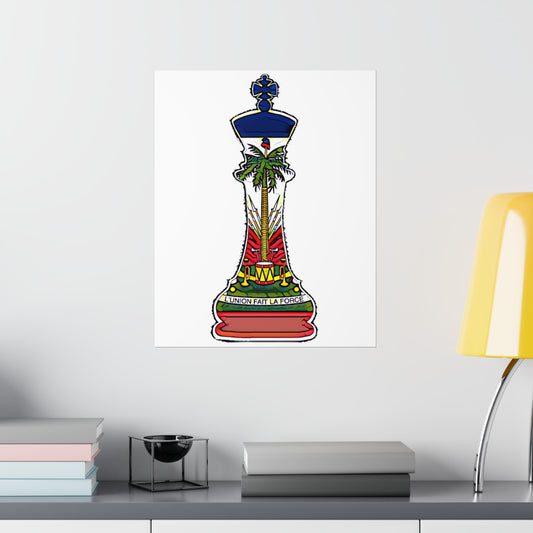 Haitian King Chess Piece | Kingdom Haiti Flag Royalty Premium Matte Poster