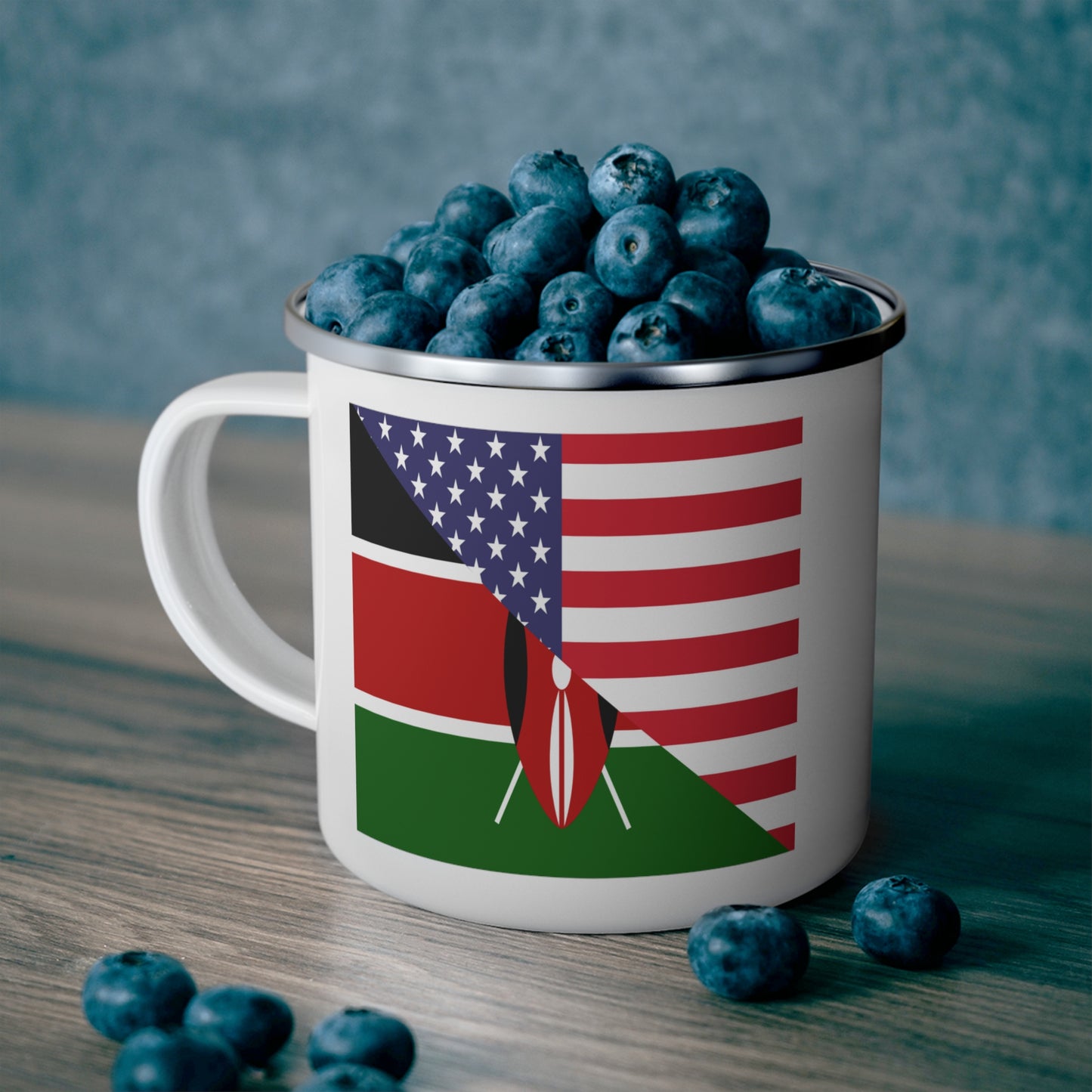 Kenyan American Flag Kenya USA 12oz Enamel Mug