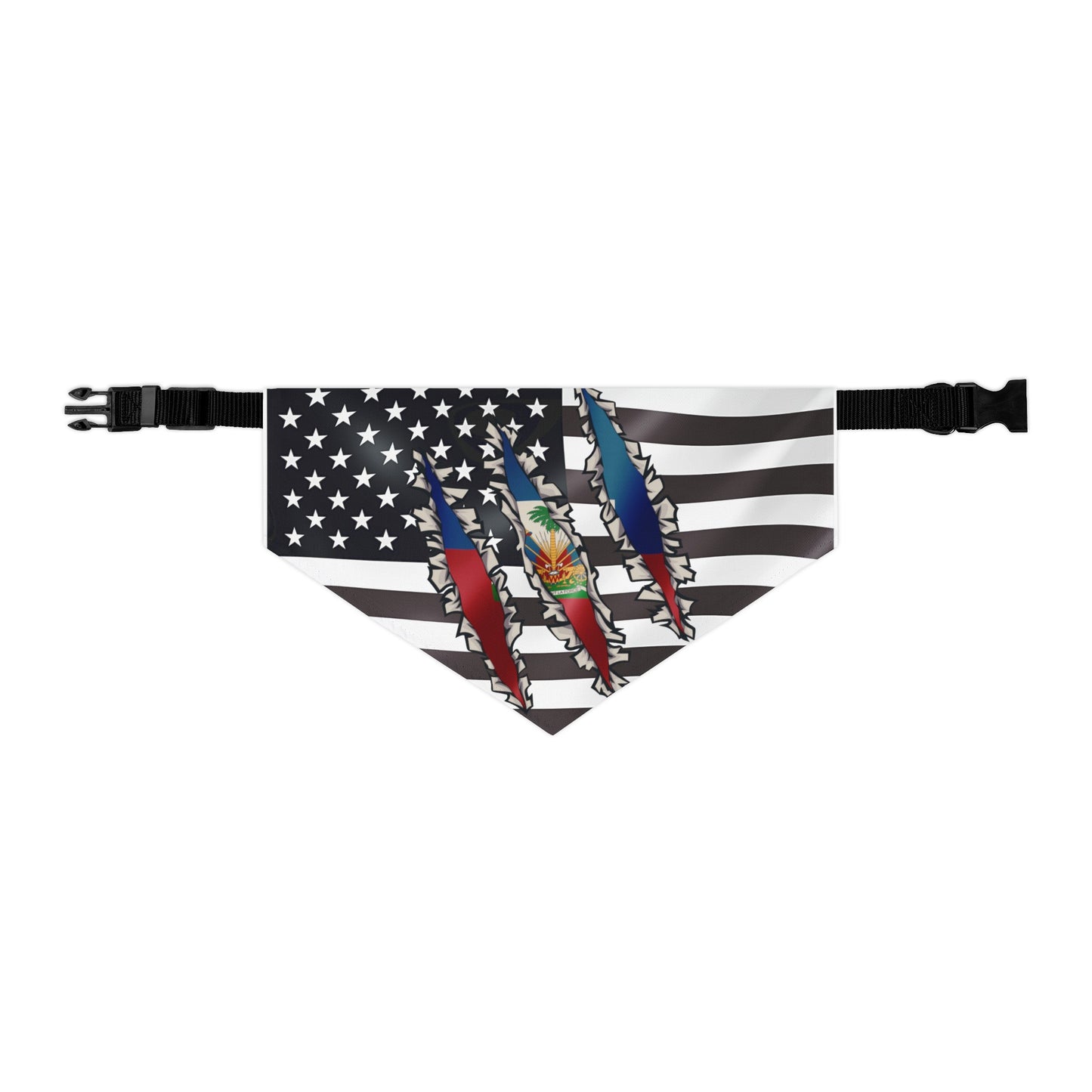 Haitian - American Flag Pet Bandana Collar | USA US Haiti Caribbean Dog Cat