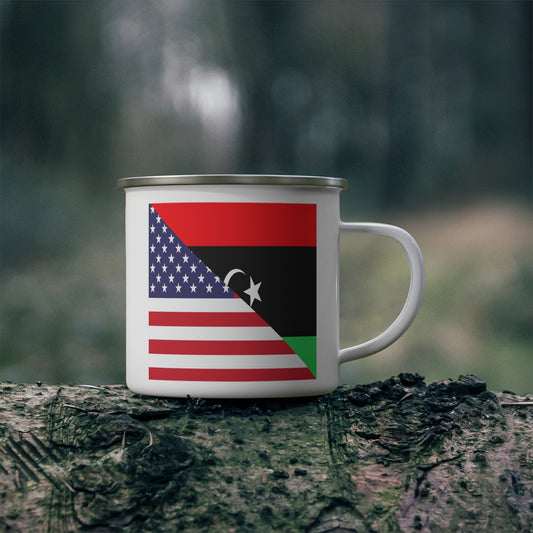 Libya American Flag Libyan USA 12oz Enamel Mug