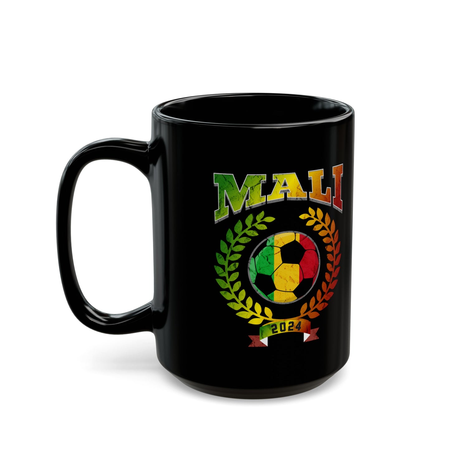 Mali 2024 Soccer Football Championship Games Malians Team Black Mug (11oz, 15oz)