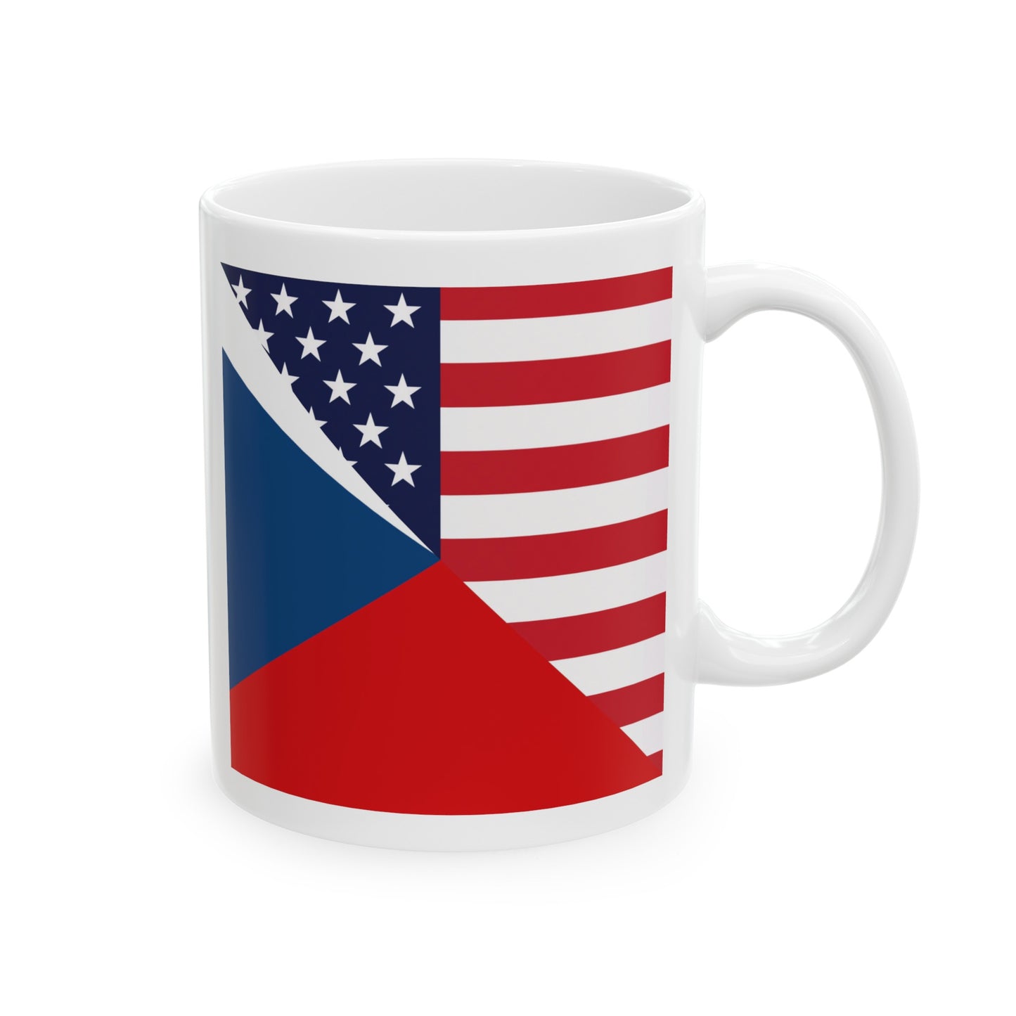 Czech Republic American Flag Czechia USA  Ceramic Mug 11oz, 15oz Cup