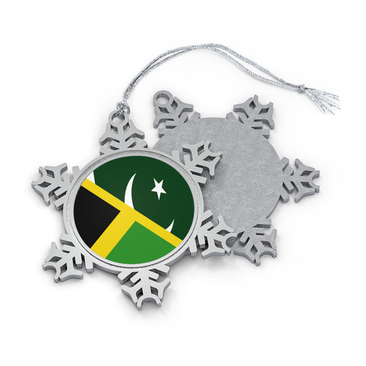 Jamaican Pakistani Flag Jamaica Pakistan Pewter Snowflake Ornament