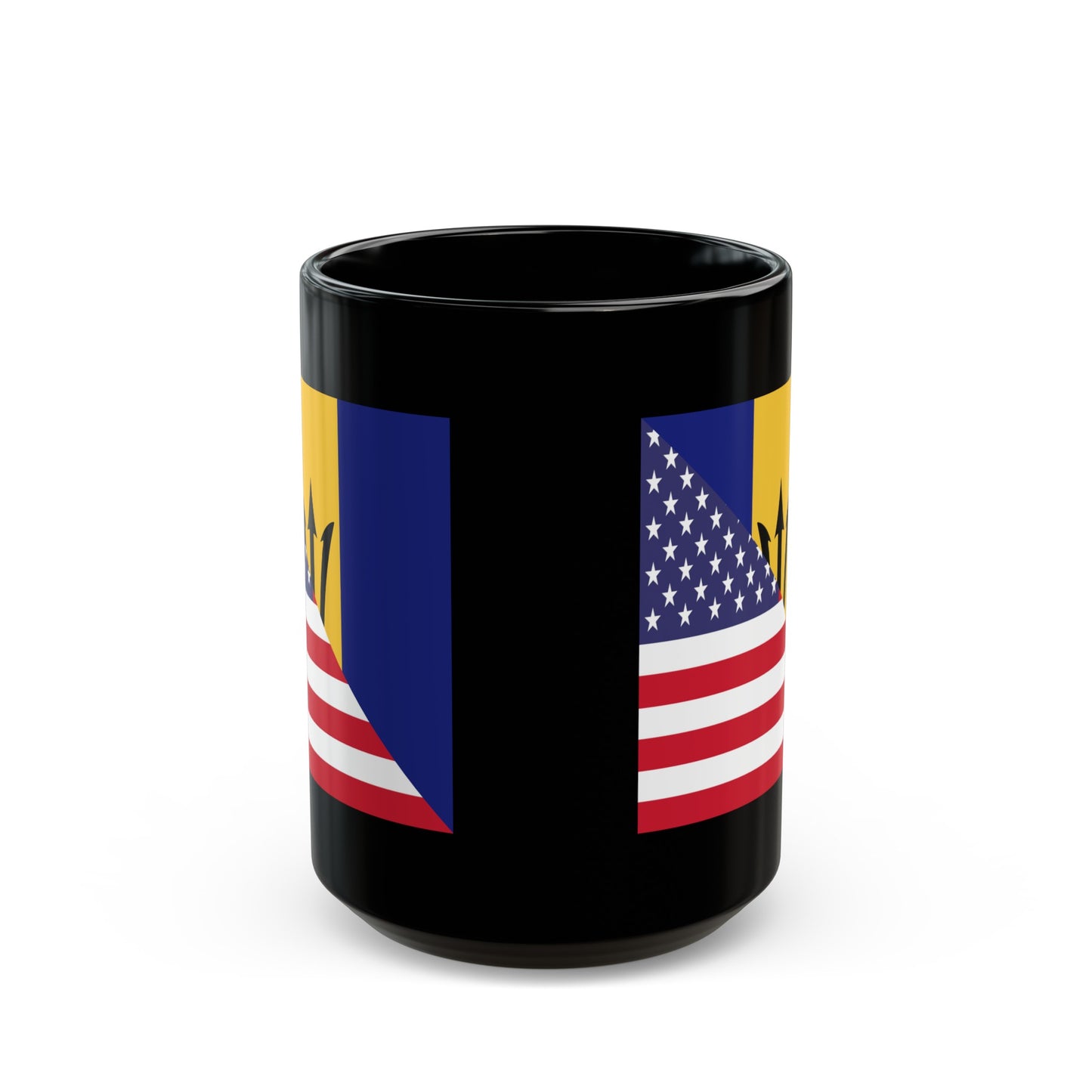 Barbados American Flag Bajan Barbadian USA Black Mug (11oz, 15oz)