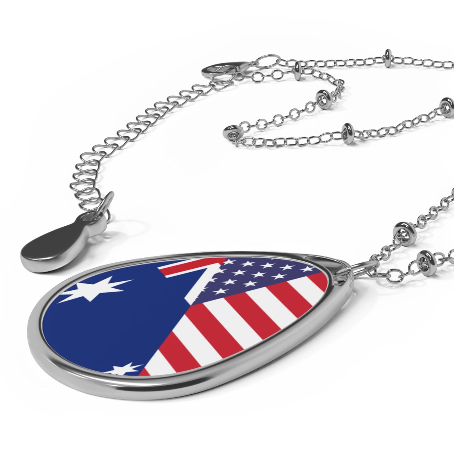 Australian American Flag Australia USA Oval Necklace One Size