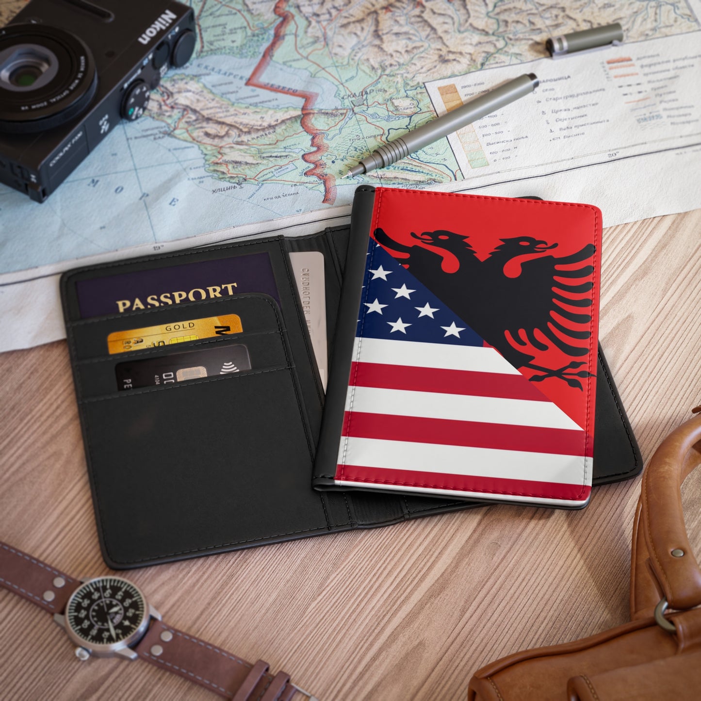 Albanian American Passport Cover | Albania USA Travel
