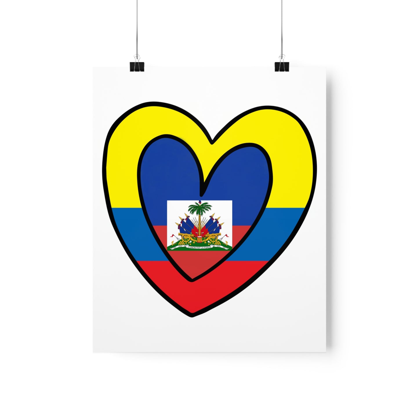 Colombian Haitian Flag Inner Heart Colombia Haiti  Premium Matte Poster