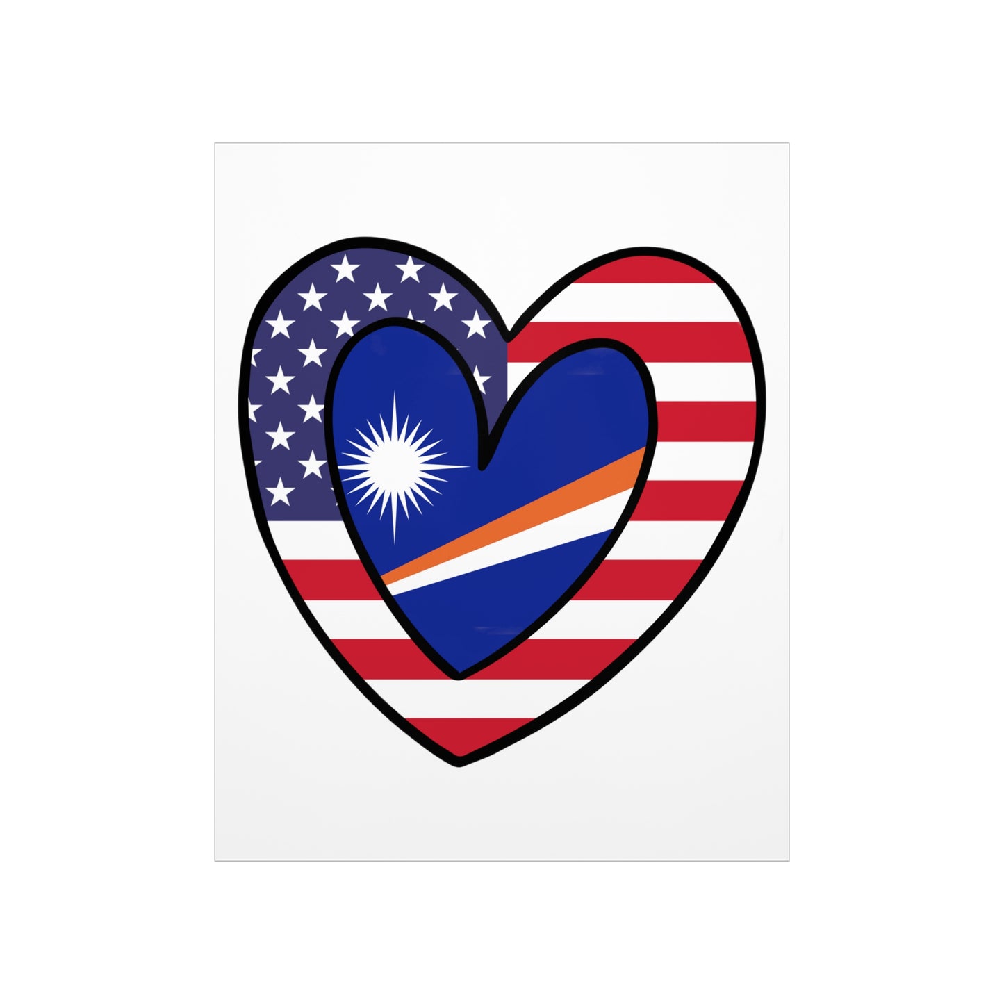 Marshal Islands American Heart Valentines Day Wedding Gift Half Flag Premium Matte Poster