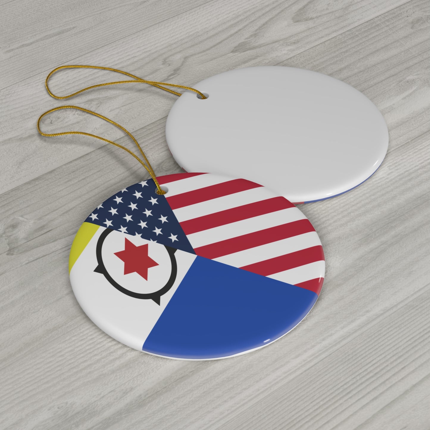 Bonairean American Flag Half Bonaire USA Ceramic Ornament | Christmas Tree Ornaments