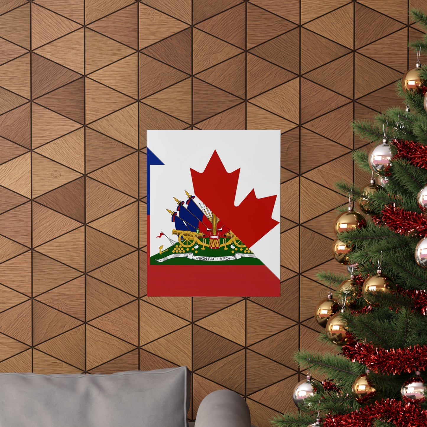 Haitian Canadian Flag | Half Haiti Canada Canadien Premium Matte Poster