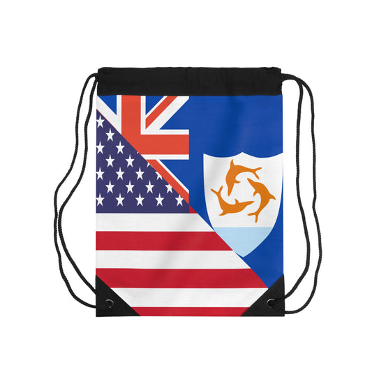 Anguillan American Flag Anguilla USA Drawstring Bag