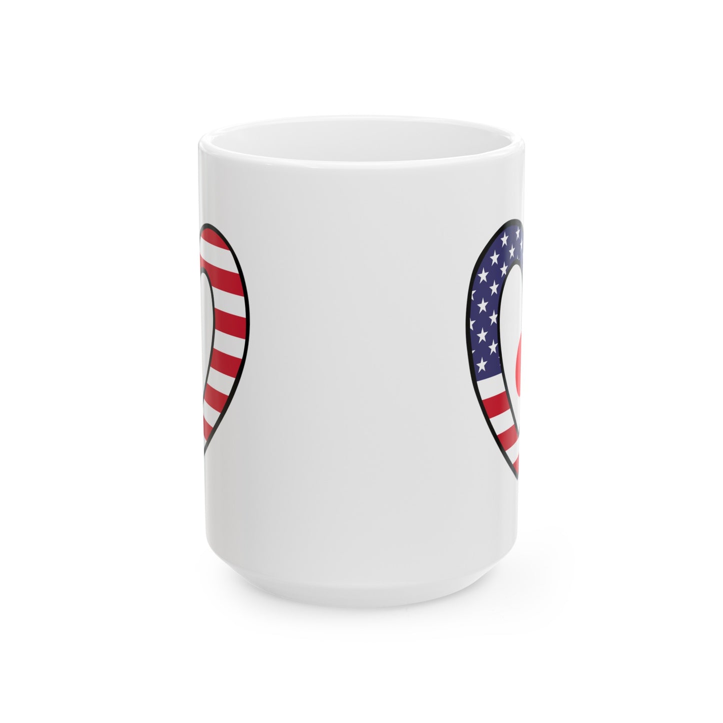 Japanese American Heart Valentines Day Gift Half Japan USA Flag Ceramic Mug 11oz, 15oz Cup