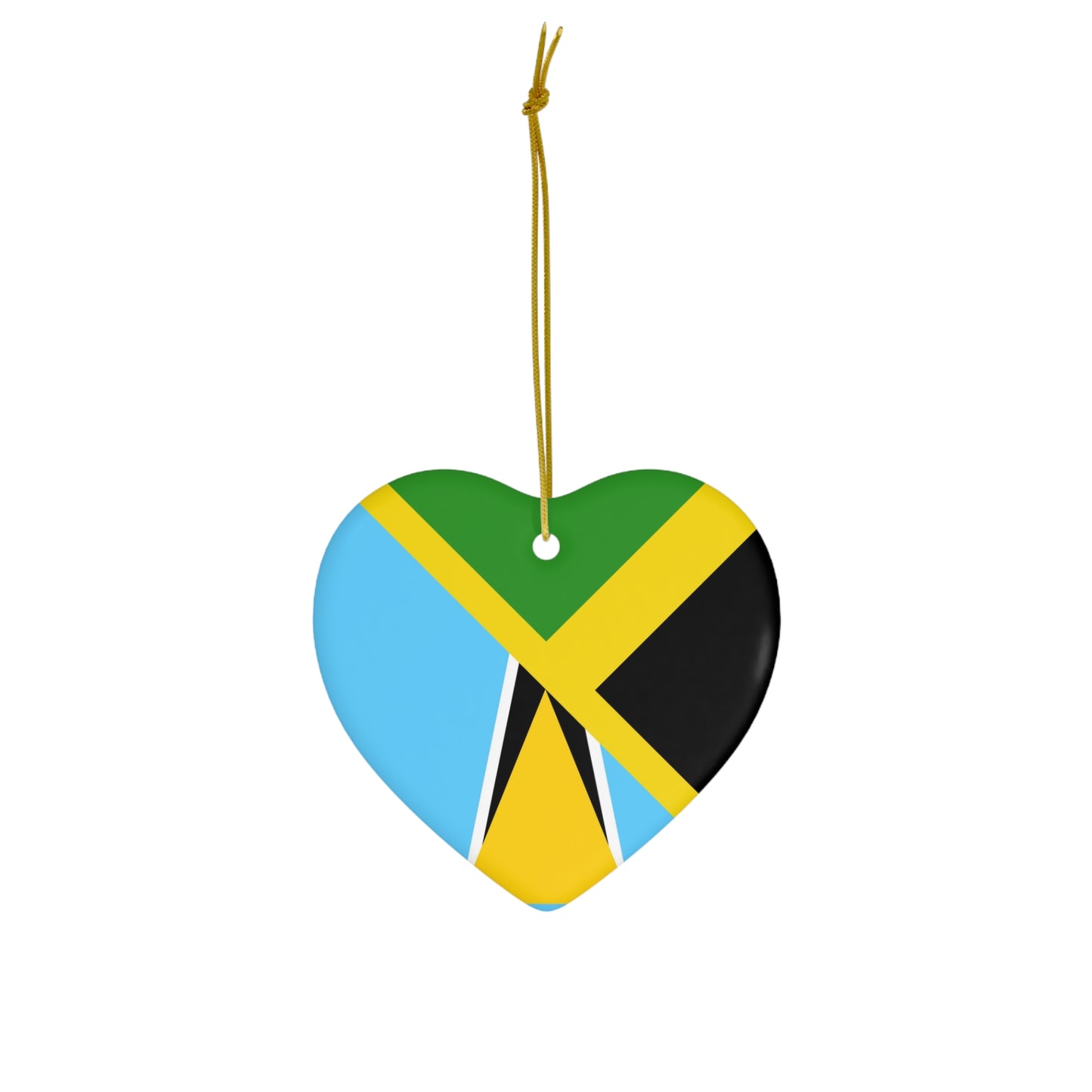 Jamaica St Lucia Flag Jamaican Ceramic Ornament | Christmas Tree Ornaments