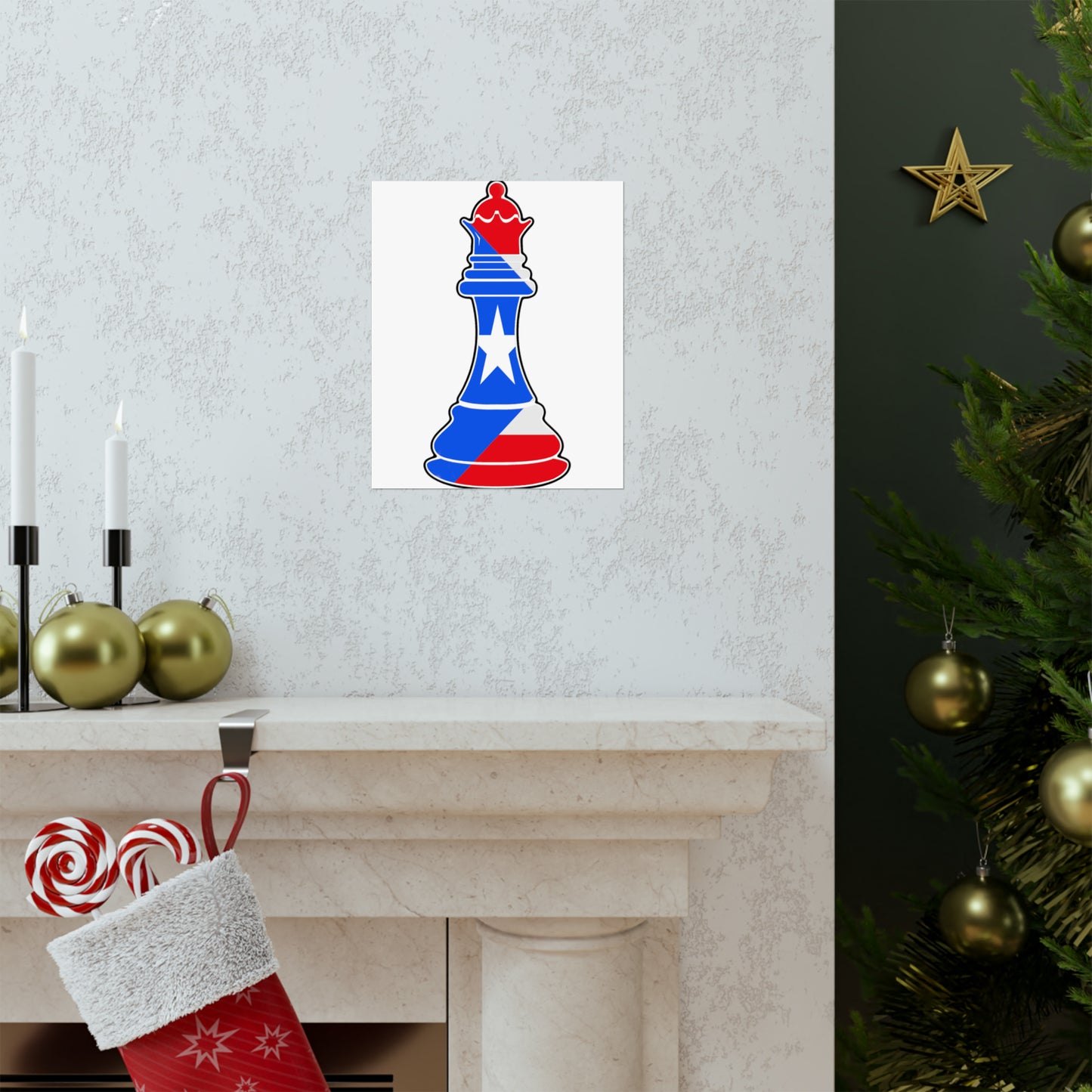 Puerto Rican Queen Flag Chess Piece Boricua Premium Matte Poster