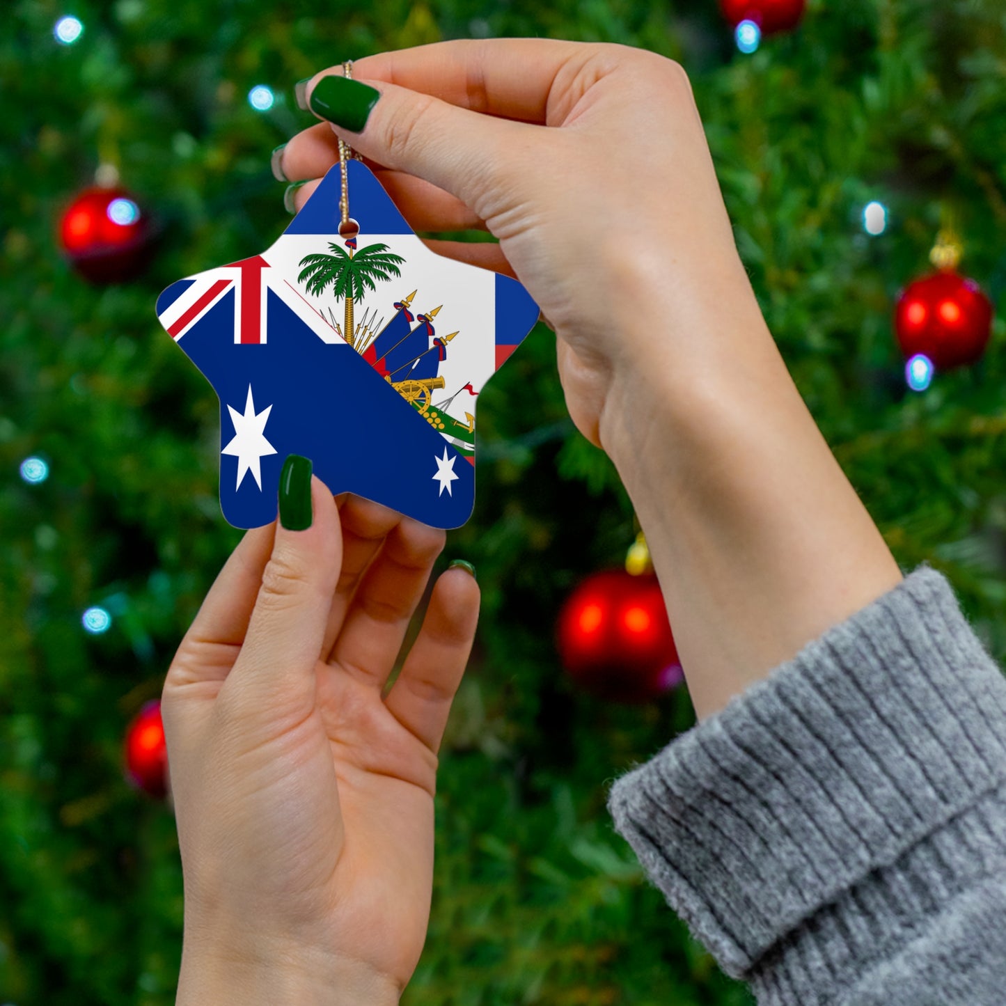 Australian Haitian Flag Australia Haiti Ceramic Ornament | Christmas Tree Ornaments